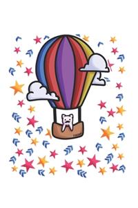 Hot Air Balloon Stars Cat Notebook