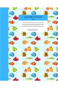 Wide Ruled Fish Notebook Composition Book