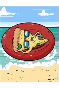 Pizza Slice Composition Notebook Beach Summer Culture College Ruled Lined Pages(8.5X11)