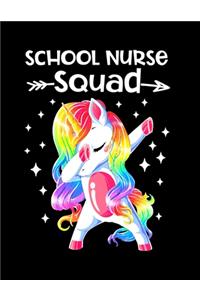 School Nurse Squad: Dabbing Unicorn Notebook For School Nurse 8.5 x11 Soft Cover Notebook