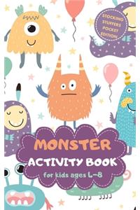 Monster Activity Book for Kids Ages 4-8 Stocking Stuffers Pocket Edition