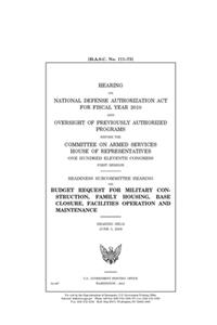 Hearing on National Defense Authorization Act for Fiscal Year 2010 and oversight of previously authorized programs