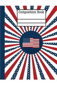 Patriotic Red White Blue Composition Notebook - Wide Ruled