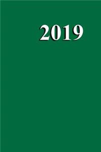2019 Weekly Planner Green Color Simple Plain Green 134 Pages
