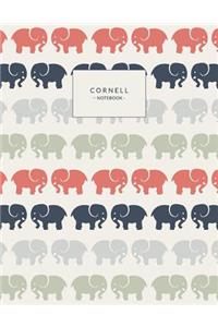 Cornell Notebook: Elephant Print, Cornell Note Taking System for Students, Medium College Ruled Exercise Book, 120 Pages, 8.5x11