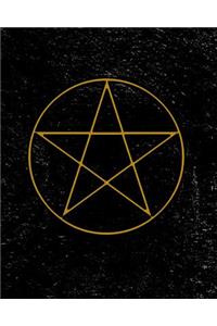 Grimoire: Pentagram Symbol Spell Book For Witches Mages Magick Practitioners And Beginners To Write Rituals And Ingredients - Black Yellow Design (8" x 10" Sp