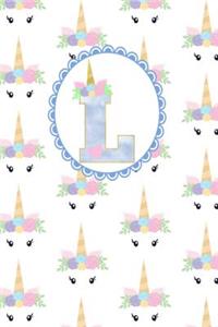 Unicorn Monogram Journal - Letter L