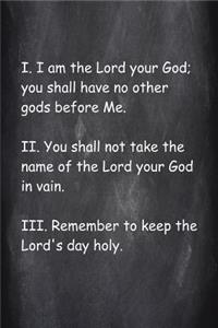 Religious Journal Modern Wording First 3 Commandments Chalkboard Style