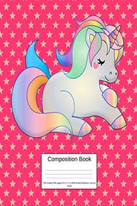 Composition Book 100 Sheets/200 Pages/8.5 X 11 In. Wide Ruled/ Rainbow Unicorn Hearts