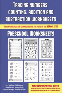 Preschool Worksheets (Tracing numbers, counting, addition and subtraction)