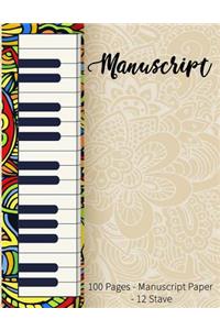 Manuscript 100 Pages - Manuscript Paper - 12 Stave