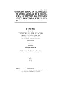 Confirmation hearing on the nomination of Eduardo Aguirre, Jr. to be Director, Bureau of Citizenship and Immigration Services, Department of Homeland Security