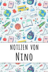 Notizen von Nino: Liniertes Notizbuch für deinen personalisierten Vornamen