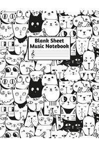 Blank Sheet Music Notebook: Easy Blank Staff Manuscript Book Large 8.5 X 11 Inches Musician Paper Wide 12 Staves Per Page for Piano, Flute, Violin, Guitar, Trumpet, Drums, Cell