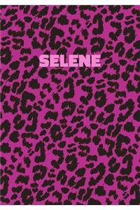 Selene: Personalized Pink Leopard Print Notebook (Animal Skin Pattern). College Ruled (Lined) Journal for Notes, Diary, Journaling. Wild Cat Theme Design wi