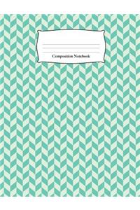 Composition Notebook: Turquoise Chevron Pattern Wide Ruled Notebook