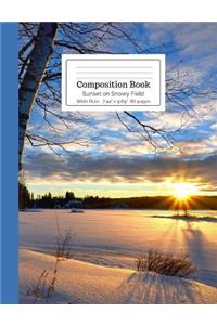 Composition Book Sunset on Snowy Field Wide Rule