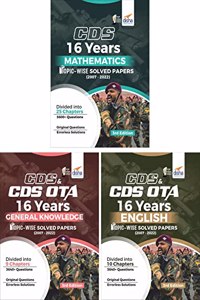 16 Previous Years CDS Mathematics, English & General Knowledge Topic-wise Solved Papers (2007 - 2022) set of 3 Books - 2nd Edition