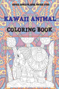Kawaii Animal - Coloring Book - Buffalo, Guinea pig, Rhino, Panther, other