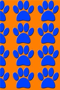 Blue Dog Paw Prints On Orange