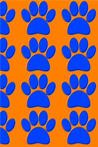 Blue Dog Paw Prints On Orange