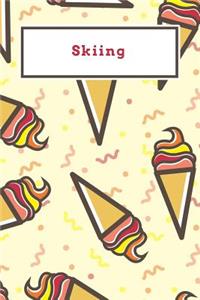 Skiing: Funny Red and Yellow Icecream Dotted Grid Bullet Journal Notebook - 100 pages 6 x 9 inches Log Book