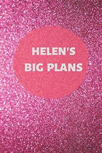 Helen's Big Plans - Notebook/Journal/Diary - Personalised Girl/Women's Gift - Birthday/Party Bag Filler - 100 lined pages (Dark pink glitter)