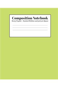 Composition Notebook - Story Paper - Dashed Midline and Picture Space