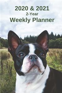 2020 & 2021 Weekly Planner - Two Year Appointment Book Gift - Two-Year Agenda Notebook for Boston Terrier Dog Owners
