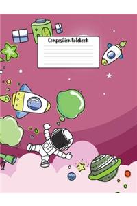 Composition Notebook: 7.44 X 9.69 Wide Ruled Paper Notebook, Appreciation, Quote Journal or Diary Unique Inspirational Composition Book Gift for Friend, Family, Teacher - Retirement, Birthday or Gratitude Present - Outer Space Cover