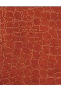 Notebook: Deep Red Alligator Skin Style - Embossed Style Lettering - Softcover - 150 College-ruled Pages - 8.5 x 11 size