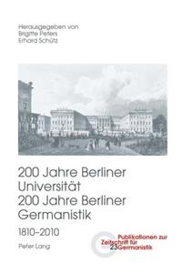 200 Jahre Berliner Universitaet- 200 Jahre Berliner Germanistik- 1810-2010