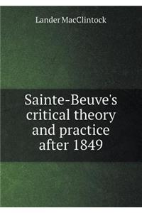 Sainte-Beuve's Critical Theory and Practice After 1849