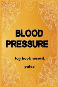 Blood pressure log book record, pulse