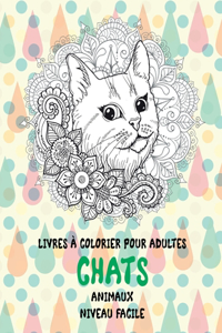 Livres à colorier pour adultes - Niveau facile - Animaux - Chats