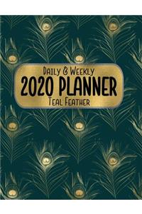 Daily & Weekly 2020 Planner Teal Feather