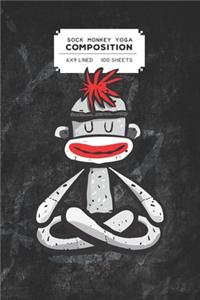 Sock Monkey Yoga Composition 6X9 Lined 100 Sheets