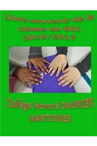Livre souvenir de la classe de 601 2016/2017 Collège Honoré Daumier Martigues