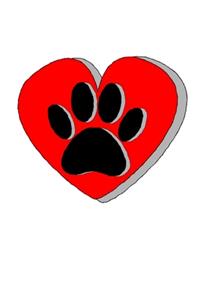 Red Heart With Dog Paw Print