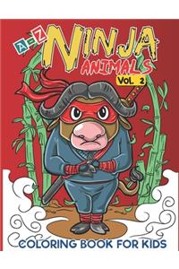 A-Z Ninja Animals Coloring Book for Kids