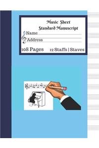 Music Sheet Standard Manuscript -108 Pages 12 Staffs - Staves