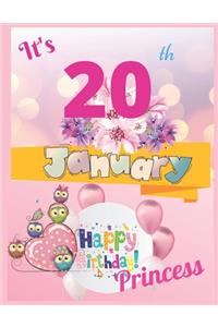 It's 20th January Happy Birthday Princess Notebook Journal