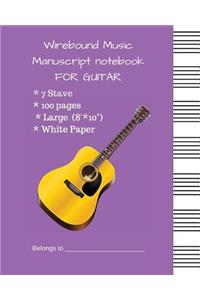 Wirebound Music Manuscript notebook For Guitar