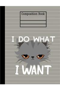 Cat I Do What I Want Composition Notebook - 4x4 Quad Ruled