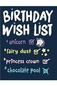 Birthday wish list