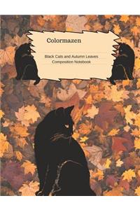 Black Cats and Autumn Leaves Composition Notebook