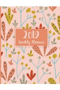 2019 Weekly Planner: 12 Months Weekly & Monthly Planner Floral Cover January - December 2019 Daily Organizer, Scheduling and Calendar