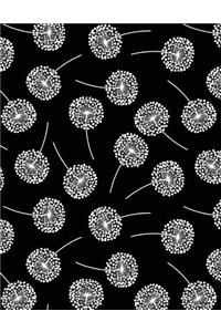 My Big Fat Bullet Journal Dandelions on Black: Jumbo Sized Dot Style Bullet Journal Notebook - 300 Plus Numbered Pages with 300 Dot Grid Pages, 6 Index Pages and 2 Key Pages in Large 8.5 X 11 Size