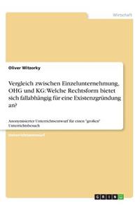 Vergleich zwischen Einzelunternehmung, OHG und KG: Welche Rechtsform bietet sich fallabhängig für eine Existenzgründung an?: Anonymisierter Unterrichtsentwurf für einen großen Unterrichtsbesuch