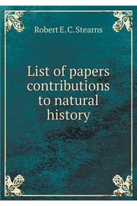 List of papers contributions to natural history